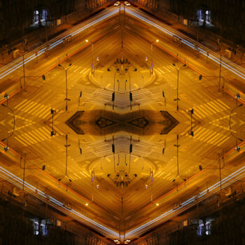Фотография под названием "City symmetry at ni…" - Magdalena Mienko, Подлинное произведение искусства, Манипулированная фотог…