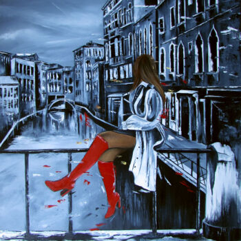 Картина под названием "Czerwone Kozaczki" - Magdalena Serwin, Подлинное произведение искусства, Масло Установлен на Металл