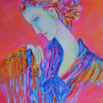 Painting titled "Woman Girl Portrait…" by Magdalena Walulik, Original Artwork, Oil