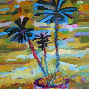 Pittura intitolato "Cute Cactus Paintin…" da Magdalena Walulik, Opera d'arte originale, Olio