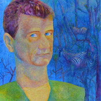Schilderij getiteld "Man Portrait and ze…" door Magdalena Walulik, Origineel Kunstwerk, Olie