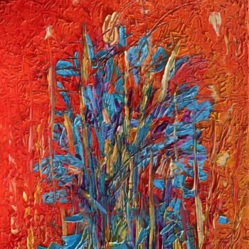 제목이 "Abstrakcja czerwona…"인 미술작품 Magdalena Walulik로, 원작, 기름 나무 들것 프레임에 장착됨