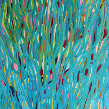 Painting titled "Abstrakcja kwiaty p…" by Magdalena Walulik, Original Artwork, Acrylic Mounted on Wood Stretcher frame