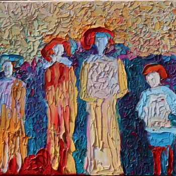 Malarstwo zatytułowany „Abstract people fig…” autorstwa Magdalena Walulik, Oryginalna praca, Olej Zamontowany na Drewniana r…