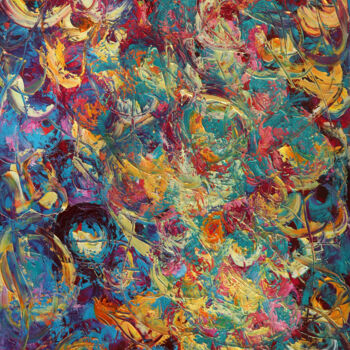 Картина под названием "Abstract shapes pal…" - Magdalena Walulik, Подлинное произведение искусства, Масло Установлен на Дере…