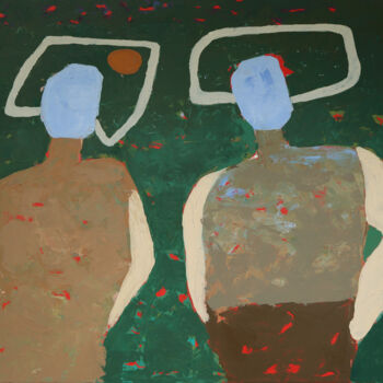 Malarstwo zatytułowany „Abstract people Wab…” autorstwa Magdalena Walulik, Oryginalna praca, Akryl Zamontowany na Drewniana…