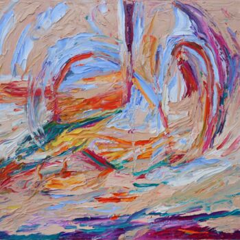 Malarstwo zatytułowany „Abstrakcja beżowa 1…” autorstwa Magdalena Walulik, Oryginalna praca, Olej Zamontowany na Drewniana r…