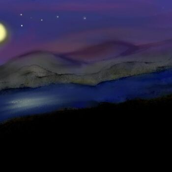 Digital Arts titled " moon over the Loch" by Maggie Barra, Original Artwork