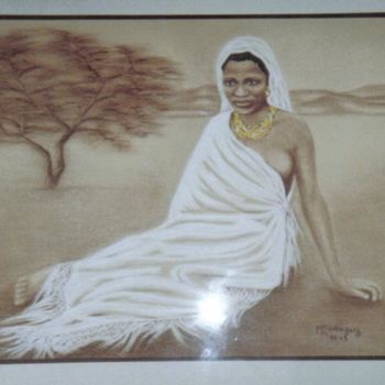 Painting titled "Femme africaine" by Marguerite Rodriguez, Original Artwork, Oil