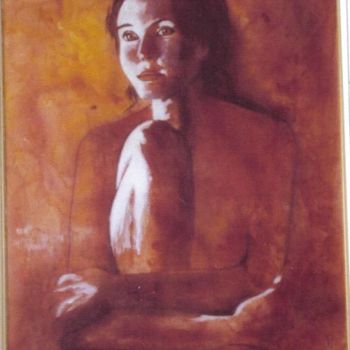 Pintura intitulada "Femme pensive" por Marguerite Rodriguez, Obras de arte originais, Óleo