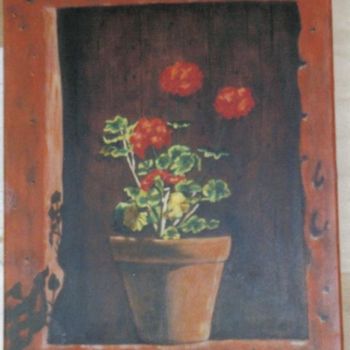 Peinture intitulée "Géraniums" par Marguerite Rodriguez, Œuvre d'art originale, Huile