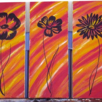 Painting titled "Triptyque" by Marguerite Rodriguez, Original Artwork, Oil