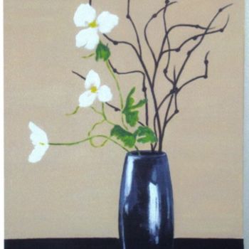 Painting titled "Vase noir" by Marguerite Rodriguez, Original Artwork, Oil