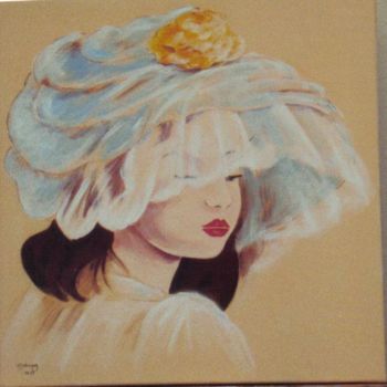 Malerei mit dem Titel "Jeune fille romanti…" von Marguerite Rodriguez, Original-Kunstwerk, Öl