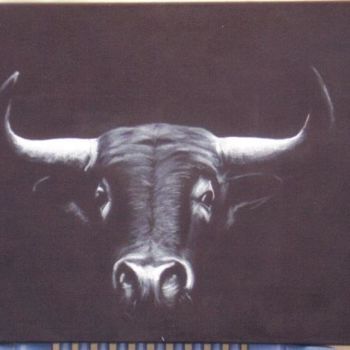 Painting titled "Toro!" by Marguerite Rodriguez, Original Artwork, Oil