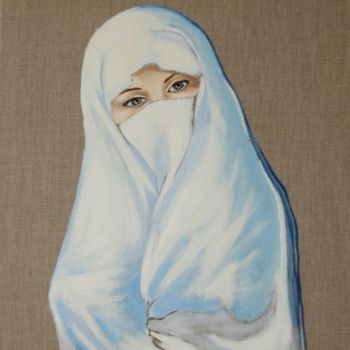 Pintura intitulada "Femme voilée" por Marguerite Rodriguez, Obras de arte originais, Óleo