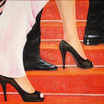 Painting titled "Tapis rouge" by Marguerite Rodriguez, Original Artwork, Oil