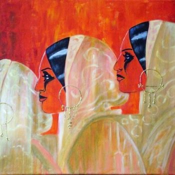 Картина под названием "Femmes hindoues" - Marguerite Rodriguez, Подлинное произведение искусства, Масло