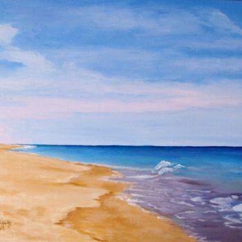 Painting titled "Plage landaise" by Marguerite Rodriguez, Original Artwork, Oil