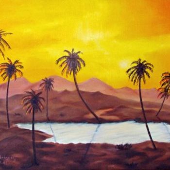 Painting titled "Oasis" by Marguerite Rodriguez, Original Artwork, Oil