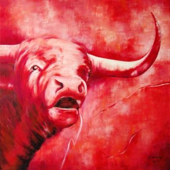 Painting titled "Toro, d'après Loren" by Marguerite Rodriguez, Original Artwork, Oil