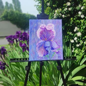 Painting titled "un iris" by Alina Tagzieva, Original Artwork, Acrylic Mounted on Wood Stretcher frame