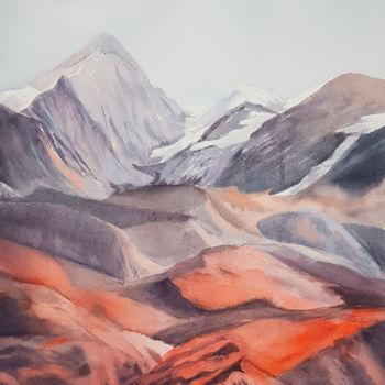 Painting titled "Mountains #04" by Svetlana Lileeva, Original Artwork, Watercolor
