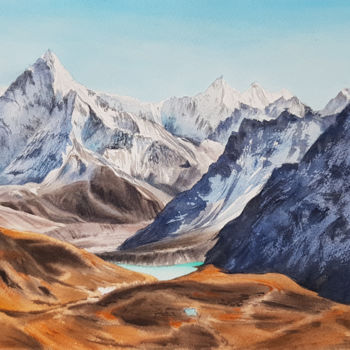 Painting titled "Mountains #08" by Svetlana Lileeva, Original Artwork, Watercolor