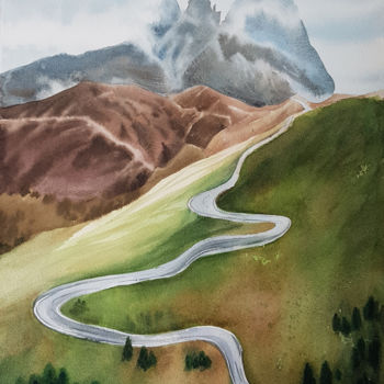 「Mountains #09 #arti…」というタイトルの絵画 Svetlana Lileevaによって, オリジナルのアートワーク, 水彩画
