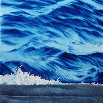 Painting titled "Waves on the waterf…" by Svetlana Lileeva, Original Artwork, Watercolor