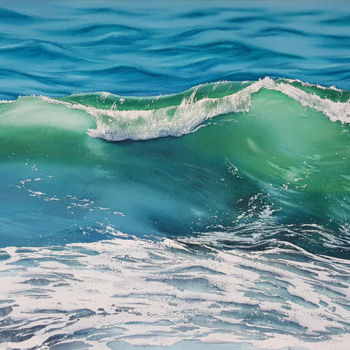 Painting titled "Seascape and splash…" by Svetlana Lileeva, Original Artwork, Watercolor