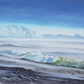 Painting titled "Seascape wiht waves…" by Svetlana Lileeva, Original Artwork, Watercolor