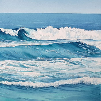 Painting titled "Seascape with splas…" by Svetlana Lileeva, Original Artwork, Watercolor