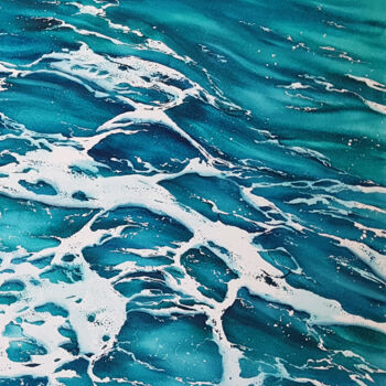 Peinture intitulée "Ocean and waves" par Svetlana Lileeva, Œuvre d'art originale, Aquarelle