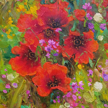 Malarstwo zatytułowany „Floral still life,…” autorstwa Илья Жерняк (Magicofcolour), Oryginalna praca, Olej