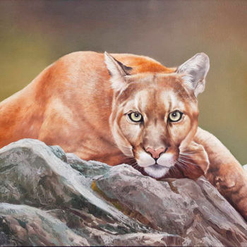 Картина под названием "Animal World, Puma" - Илья Жерняк (Magicofcolour), Подлинное произведение искусства, Масло