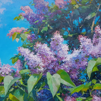 Schilderij getiteld "Lilac bush, oil pai…" door Ilia Zherniak (Magicofcolour), Origineel Kunstwerk, Olie