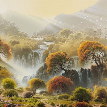 Картина под названием "Landscape, Paradise…" - Илья Жерняк (Magicofcolour), Подлинное произведение искусства, Масло