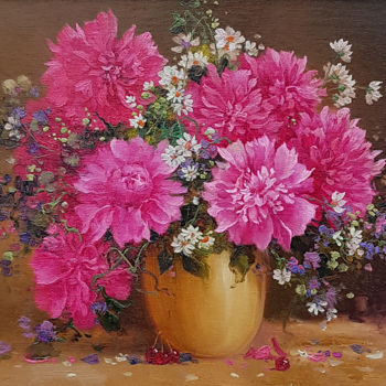 Painting titled "Floral still life,…" by Ilia Zherniak (Magicofcolour), Original Artwork, Oil