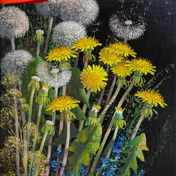 Peinture intitulée "Wildflowers, Dandel…" par Ilia Zherniak (Magicofcolour), Œuvre d'art originale, Huile