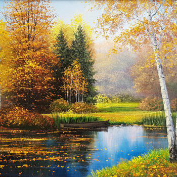 Schilderij getiteld "Golden Autumn" door Ilia Zherniak (Magicofcolour), Origineel Kunstwerk, Olie