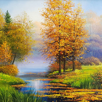 Painting titled "Autumn landscape" by Ilia Zherniak (Magicofcolour), Original Artwork, Oil