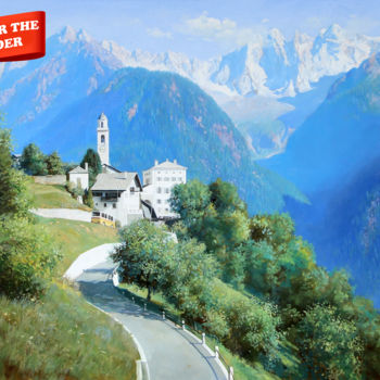 Картина под названием "Mountain Landscape,…" - Илья Жерняк (Magicofcolour), Подлинное произведение искусства, Масло