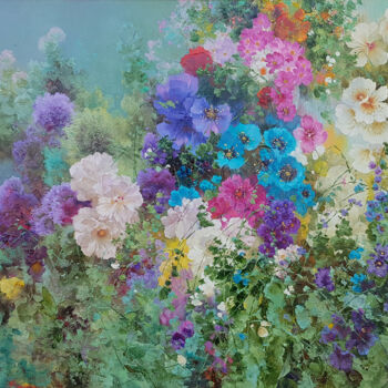 Malarstwo zatytułowany „Flower Fantasy” autorstwa Илья Жерняк (Magicofcolour), Oryginalna praca, Olej