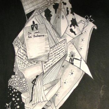 Desenho intitulada "Où vont les bateaux…" por Magil, Obras de arte originais