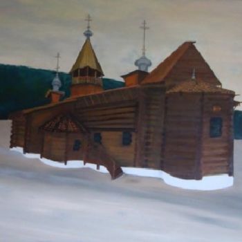 Peinture intitulée "Chapelle orthodoxe…" par Maï Girac, Œuvre d'art originale, Huile