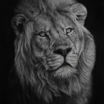 Dibujo titulada "Le Roi Lion" por Magali Lapeyre-Mirande, Obra de arte original, Lápiz