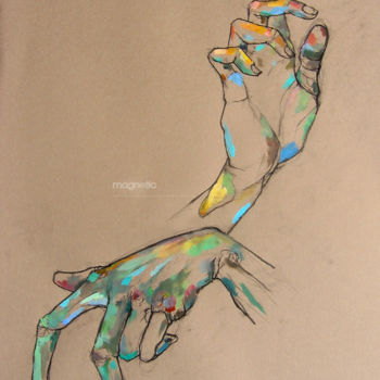 Painting titled "Self hand study" by Magnetic Studio, Original Artwork, Acrylic