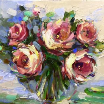 Painting titled "Field flowers in a…" by Maka Magnolia, Original Artwork, Oil