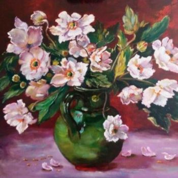 Картина под названием "Beautiful flowers" - Maka Magnolia, Подлинное произведение искусства, Масло